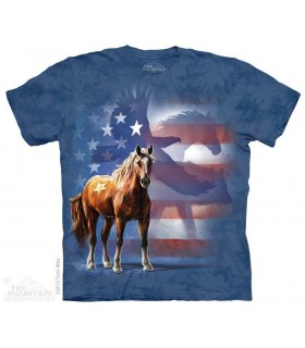 Wild Star Flag - Patriotic Horse T Shirt The Mountain