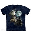 Three Wolf Moon in Blue - Wolves T Shirt The Mountain