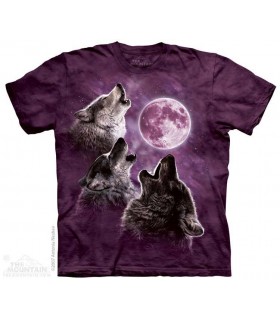 Three Wolf Moon in Purple - Wolves T Shirt The Mountain