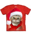 Santa Cat Red - Christmas T Shirt The Mountain