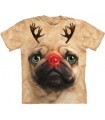 Pug Reindeer - Christmas T Shirt The Mountain