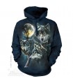 Moon Wolves Collage - Adult Wolf Hoodie the Mountain