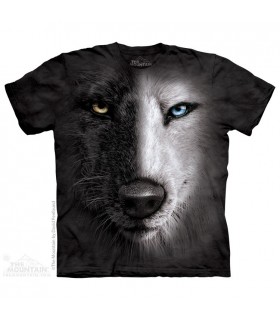 Black & White Wolf Face - Animal T Shirt The Mountain
