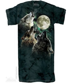 Trois Loups à la lune - Chemise de nuit pour Adulte The Mountain