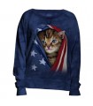 Patriotic Kitten Womens USA Slouchy Crew