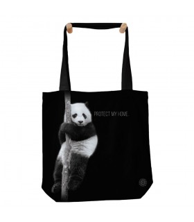 Panda Protect My Home Black Tote Bag 45x45cms The Mountain