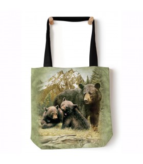 Sac cabas vert Famille d'Ours Noirs The Mountain