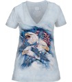 Tee-shirt femme motif Oiseau avec col en V - T-shirt Oiseau