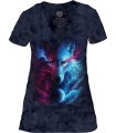 Tee-shirt femme motif loup avec col en V - T-shirt Loup