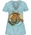 Tee-shirt femme motif Reptile avec col en V - T-shirt Reptile
