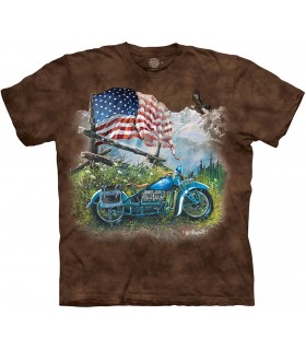 The Mountain Biker Americana Patriotic Motorcycle T Shirt