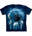 Black Wolf Spirit Shield - Wolf T Shirt by the Mountain