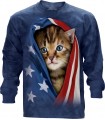 Longsleeve T-Shirt with Patriotic Kitten design