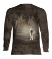 Longsleeve T-Shirt with Grey Wolf Portrait design