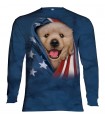 Longsleeve T-Shirt with Patriotic Golden Pup design