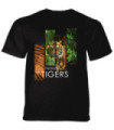 The Mountain Protect Tiger Split Portrait Black T-Shirt