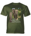 The Mountain Protect African Elephant Split Portrait Green T-Shirt
