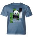 The Mountain Protect Giant Panda Split Portrait Blue T-Shirt