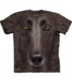 Black Greyhound Face - Dogs T Shirt by the Mountain