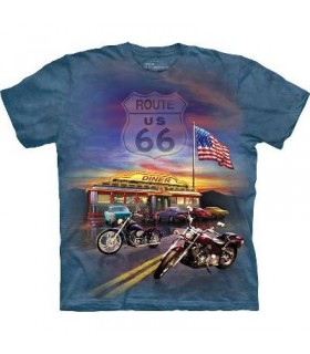 Route 66 - Biker T Shirt by the Mountain
