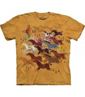 Horses and Sun - Native Americans T Shirt by The Mountain