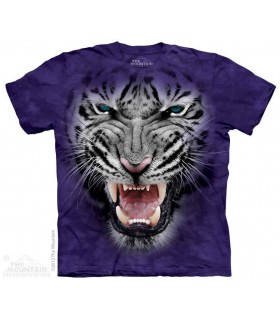 Raging Big Face White Tiger - Big Cat T Shirt The Mountain